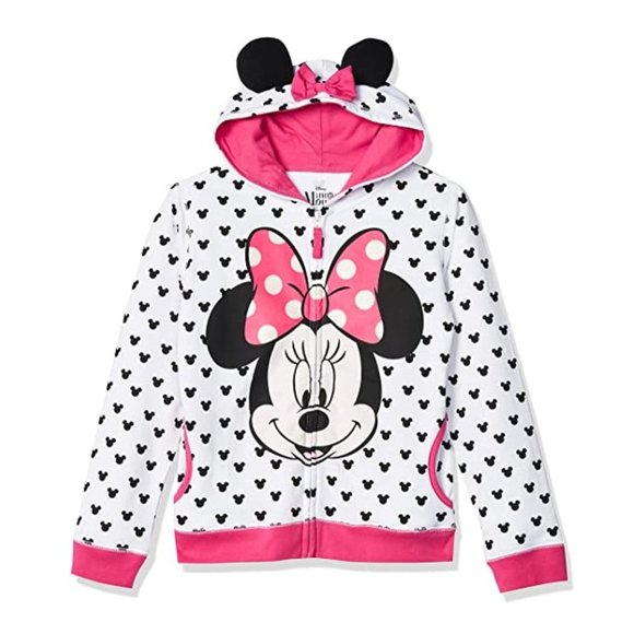 DISNEY Minnie Mouse Graphic Hoodie with Pink Bow and Ears, size 2T
